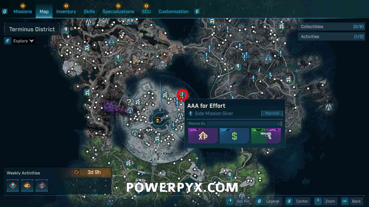 AAA for Effort starting location map