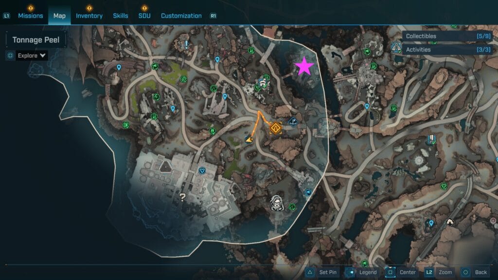 Carcadia Burn region map highlighting Electi Safe locations