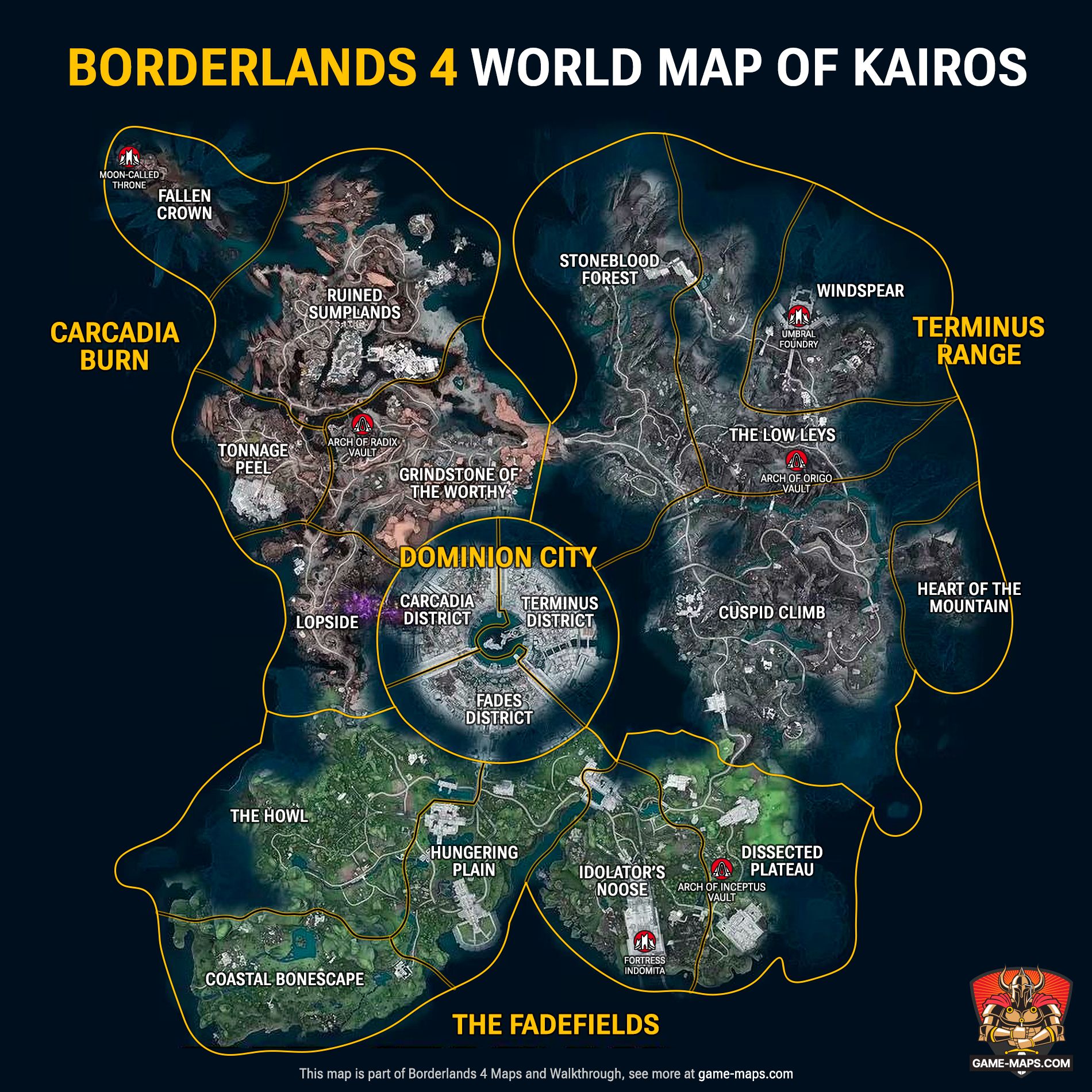 Borderlands 4 Kairos planet map showing vault locations