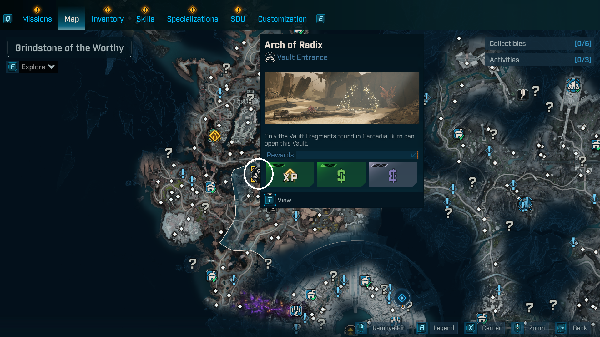 Borderlands 4 Interactive Map showing Vault Symbol locations
