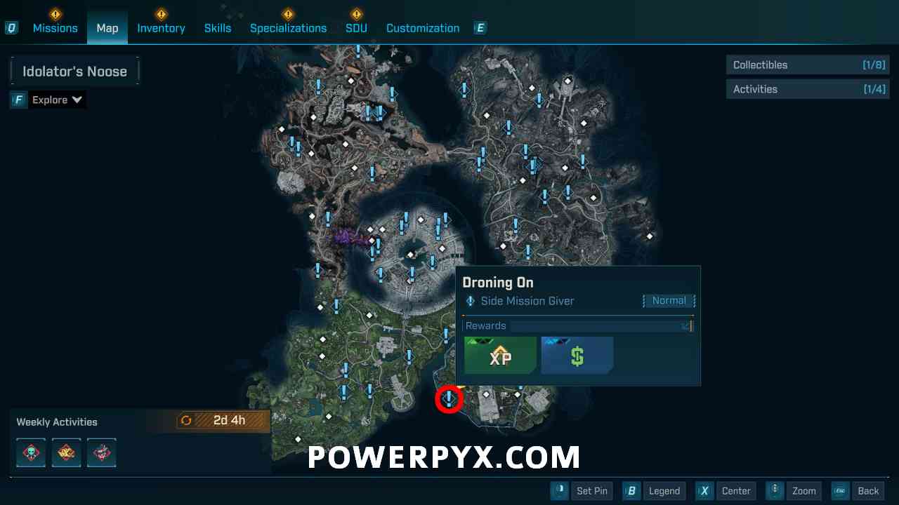 Borderlands 4 Droning On mission location at Idolator's Noose