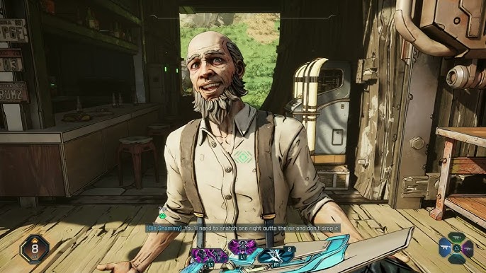 Using grappling hook to collect fruit in Borderlands 4