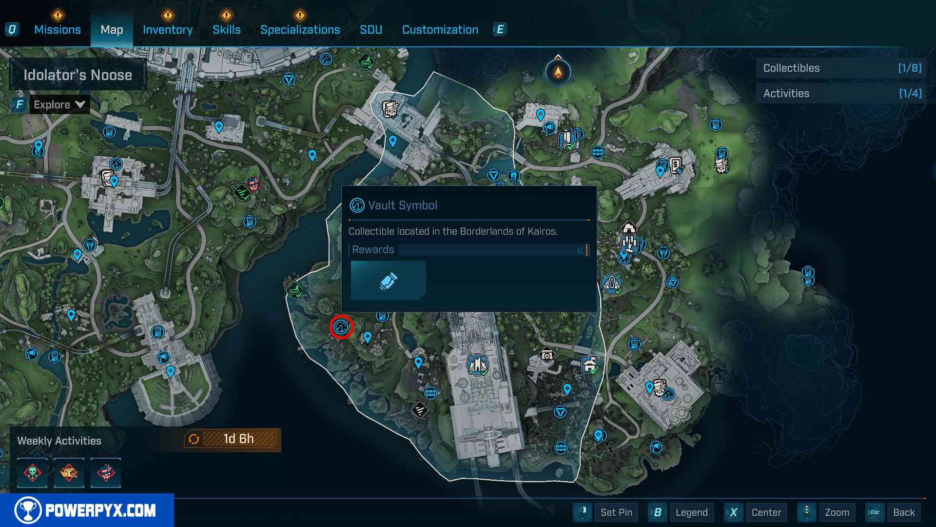 Idolator's Noose map showing collectible locations