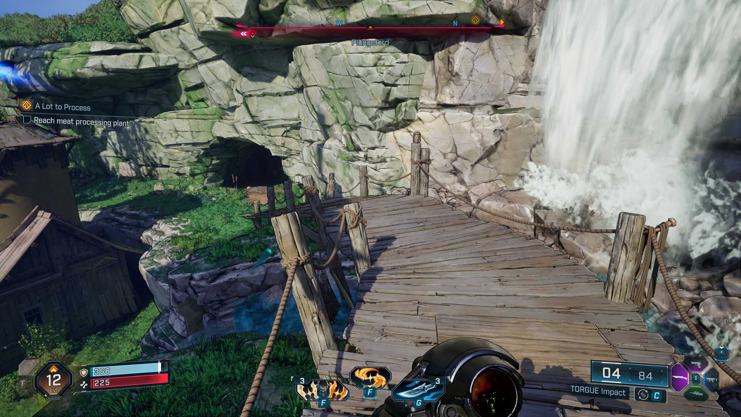Cave behind waterfall in Plungeford