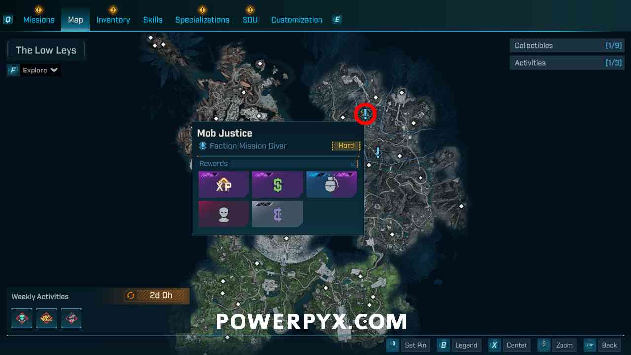 Map location of Mob Justice mission start point in Borderlands 4