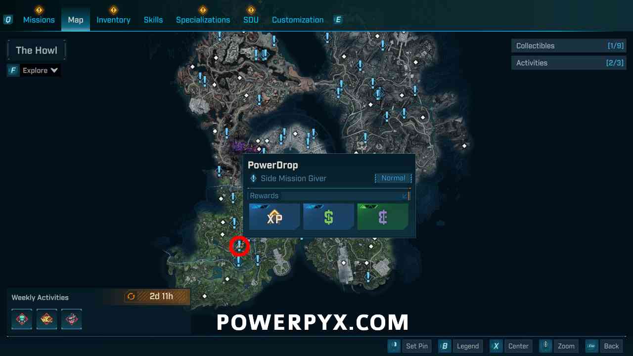 Map location of Monty in The Launchpad area