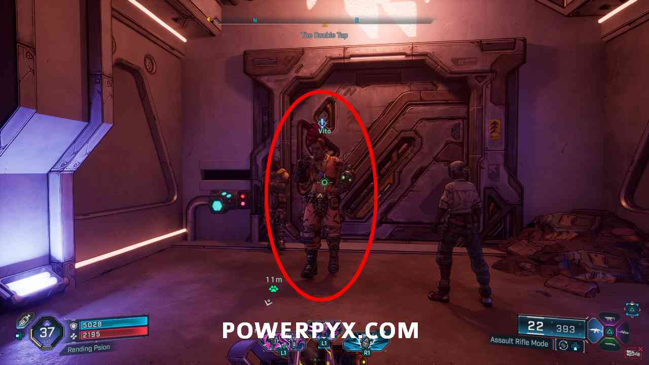 Vito at Double Tap building in Borderlands 4
