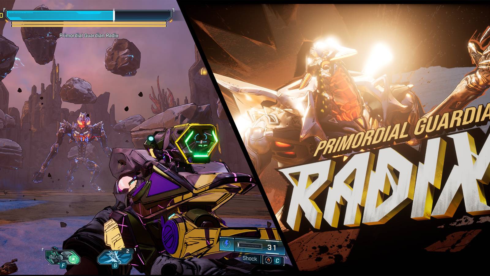 Primordial Guardian Radix boss fight in Borderlands 4