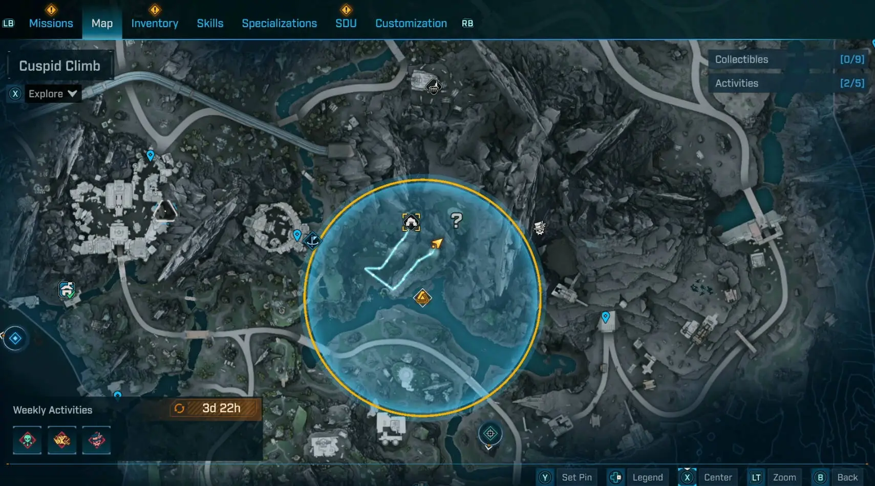 Cuspid Climb vault fragment location map