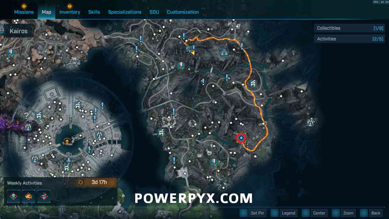 Map showing path to Clavehome in Terminus Range
