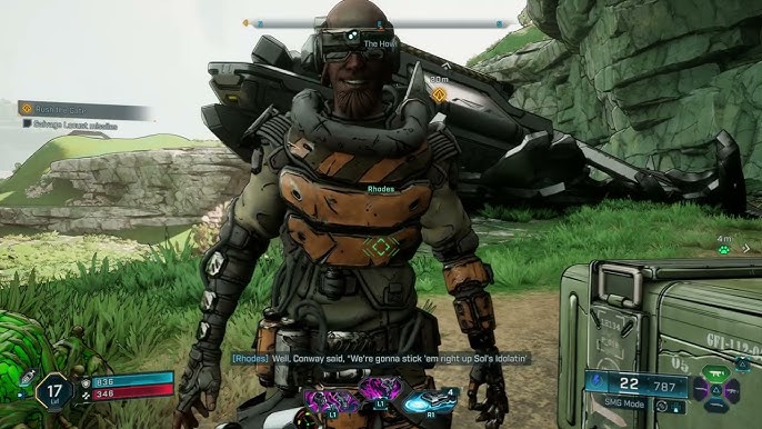 Borderlands 4 Rush the Gate - Talk to Rhodes character interaction