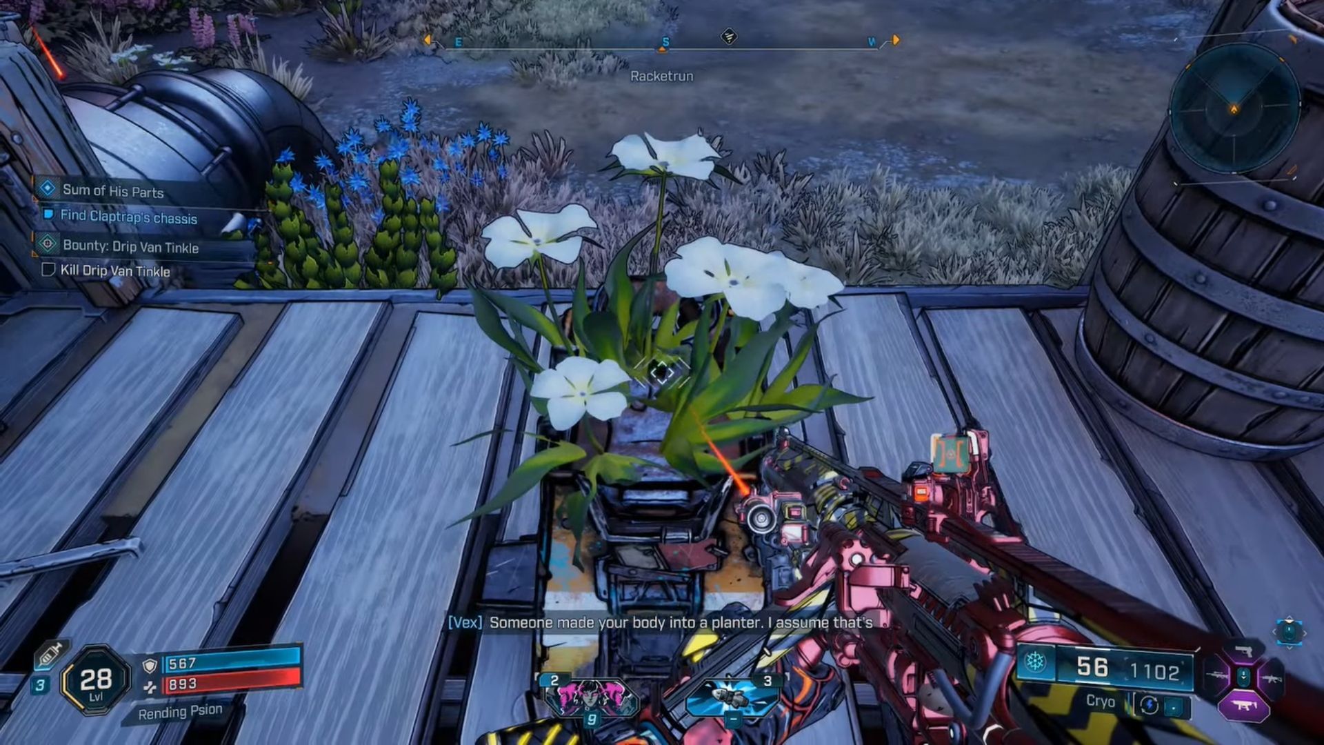 Borderlands 4 Claptrap chassis location in flower garden