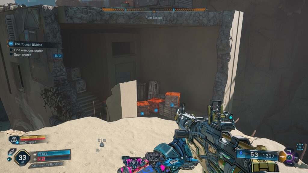 Weapon crates location on Pain Street upper level