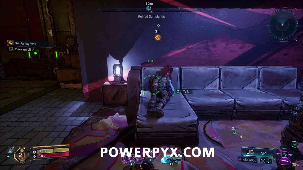 Lilith sitting on couch in Borderlands 4