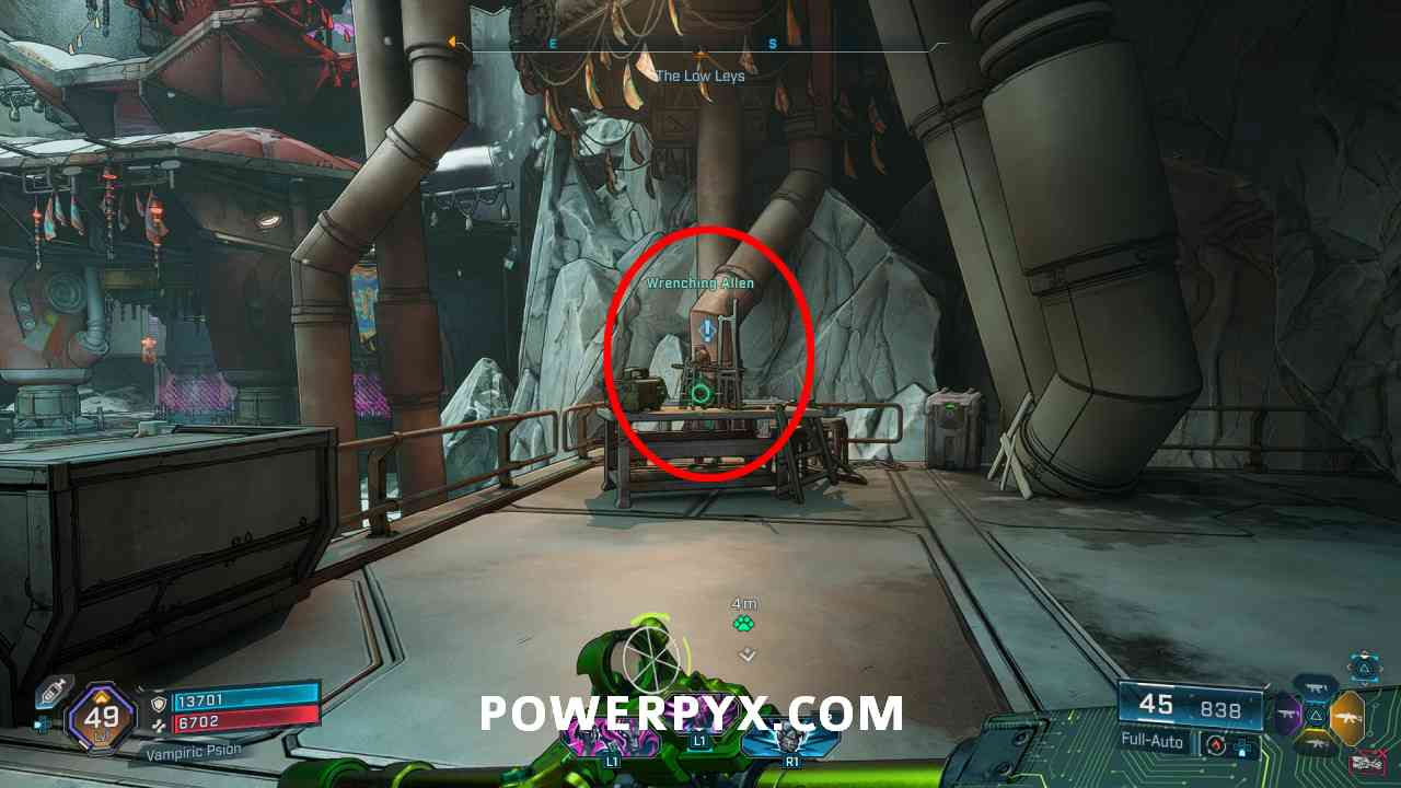 Wrenching Allen location at Belton's Bore in Borderlands 4