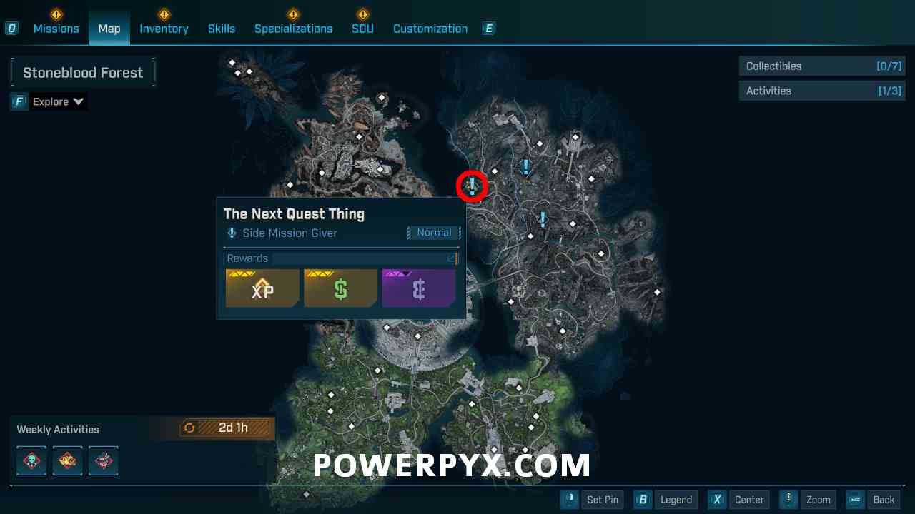 Borderlands 4 The Next Quest Thing mission location at Stoneblood Forest