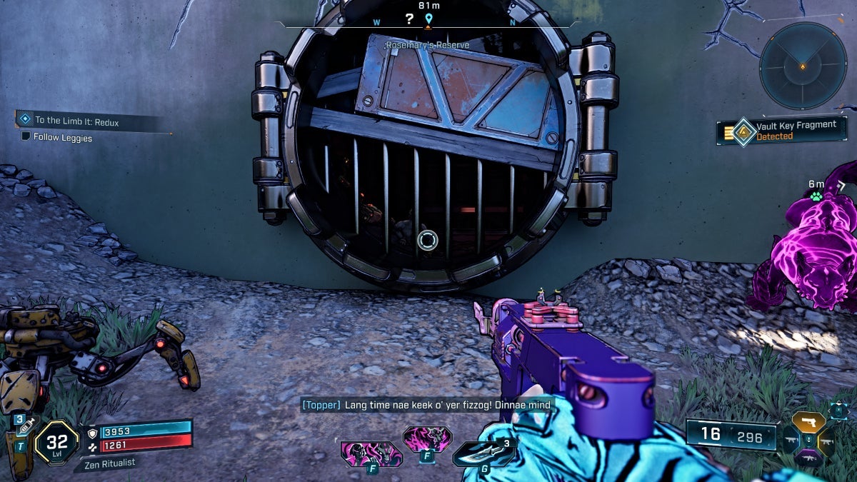 Topper trapped in a bandit cell