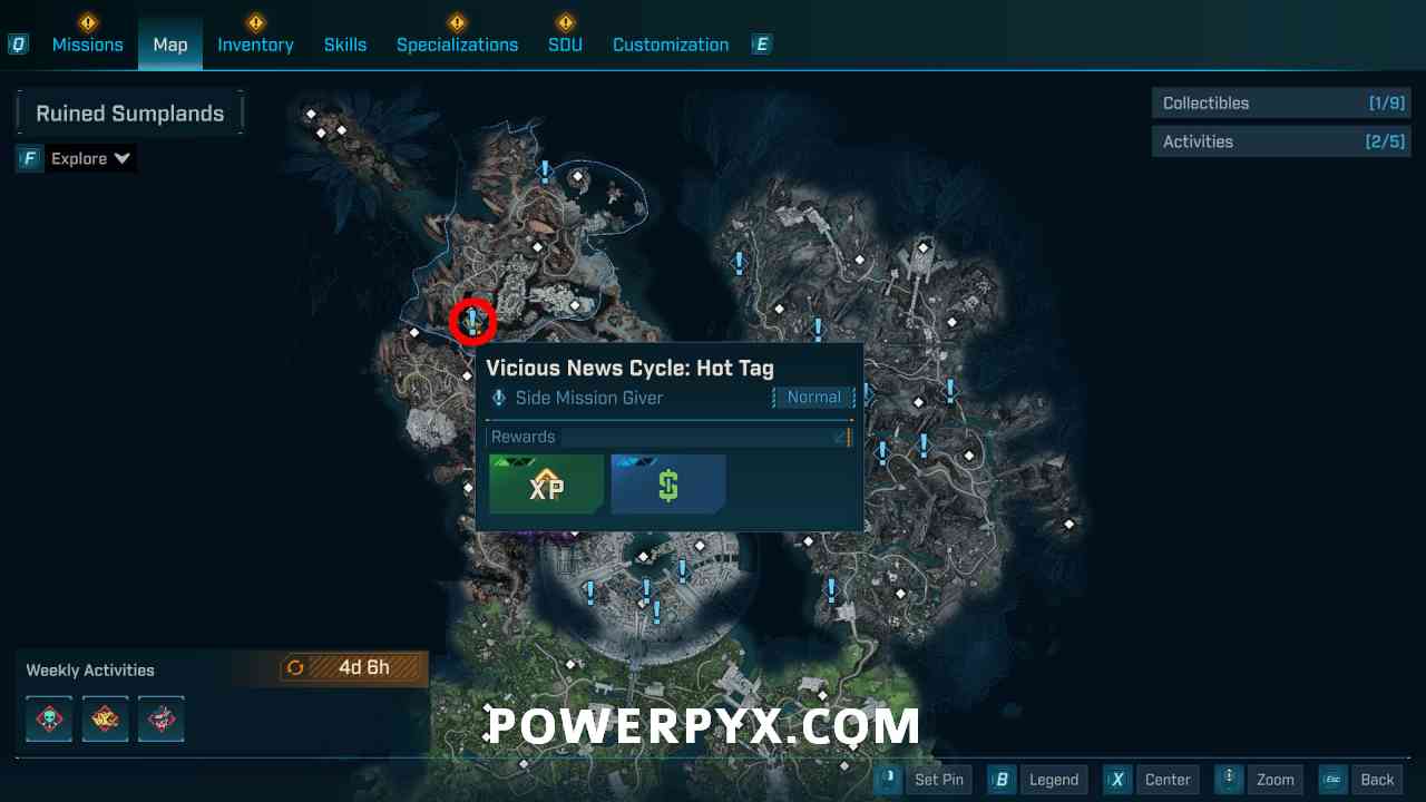 Map location of Vicious News Cycle Hot Tag mission in Borderlands 4