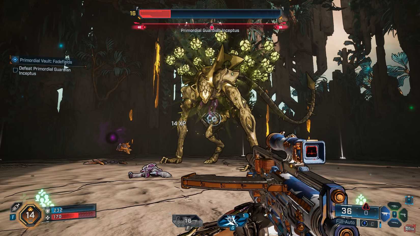 Inceptus boss shooting spores from its back